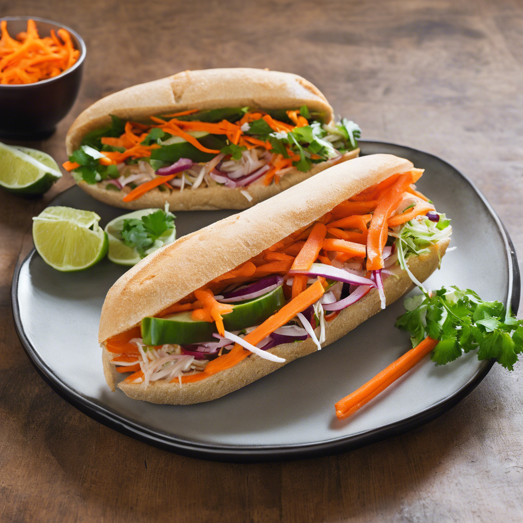 Seitan Banh Mi Sandwich with Pickled Daikon and Carrots